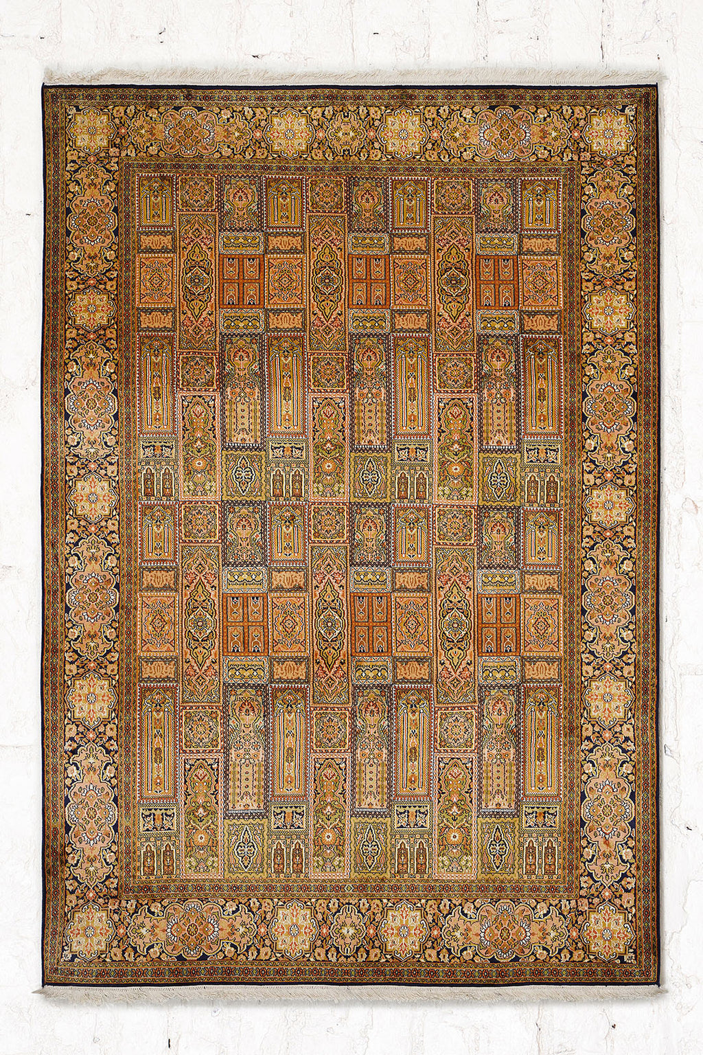 Traditional Handknotted Kashmir Silk Carpet