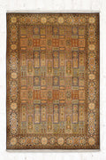 Traditional Handknotted Kashmir Silk Carpet