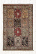 Handknotted Kashmir Silk Patchwork Panel Carpet 8x10 Feet