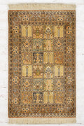 Garden Of Paradise Handknotted Kashmir Silk Carpet 2.5x4 Feet.