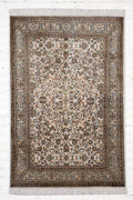 Handknotted Allover White Kashmir Silk Carpet