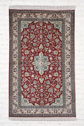 Handknotted Kashmir Silk Red Kashaan 4x6 feet Carpet.
