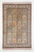 Oriental Handknotted Kashmir Silk Carpet, 4x6 feet.