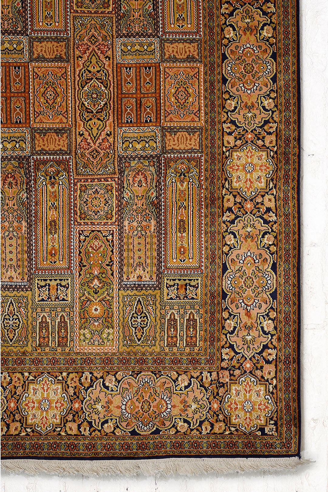 Traditional Handknotted Kashmir Silk Carpet