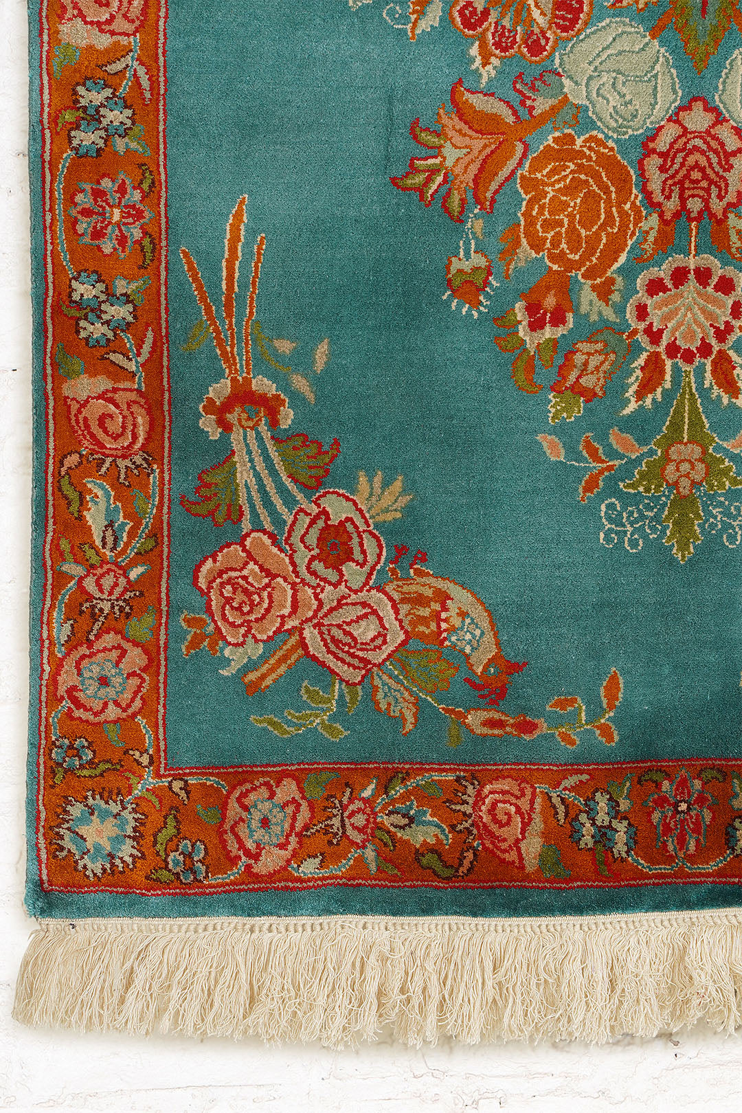 Turqoise floral Medallion Handknotted  Kashmiri Carpet 2x3 ft.