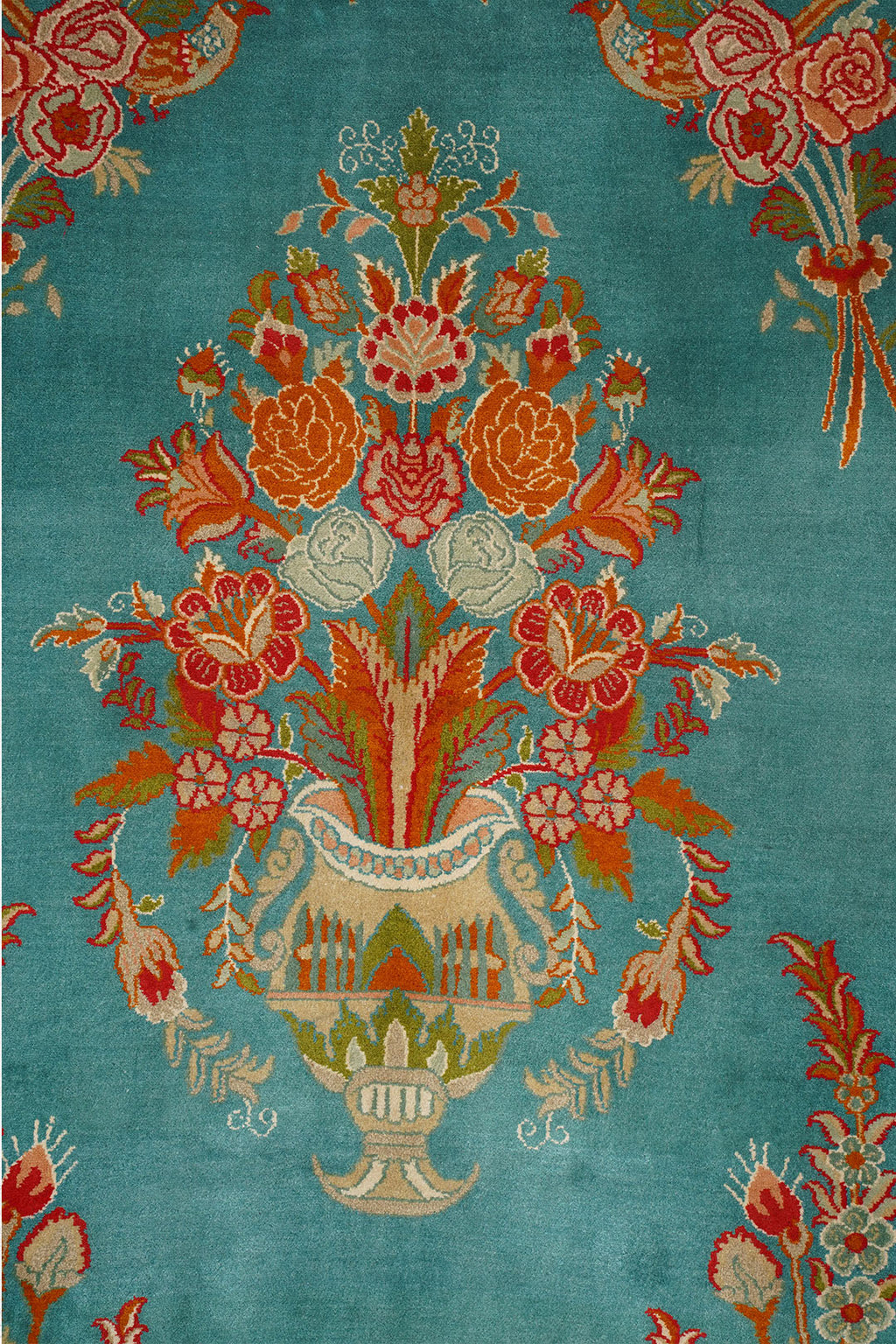 Turqoise floral Medallion Handknotted  Kashmiri Carpet 2x3 ft.