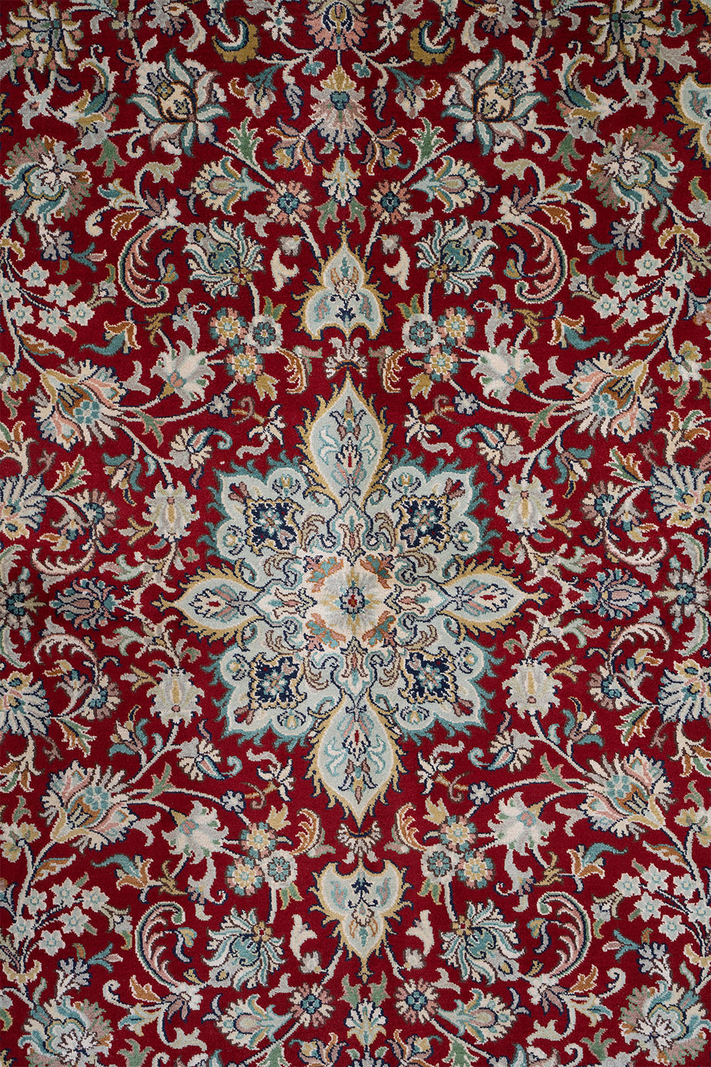 Handknotted Kashmir Silk Red Kashaan 4x6 feet Carpet.