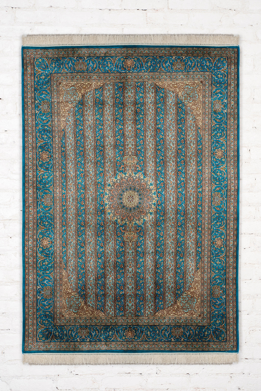 Handmade Turqoise Kashmir Silk Carpet