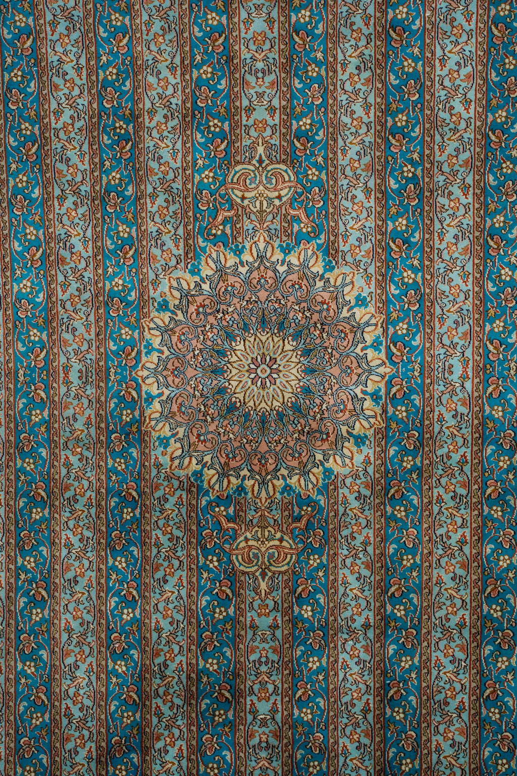 Handmade Turqoise Kashmir Silk Carpet