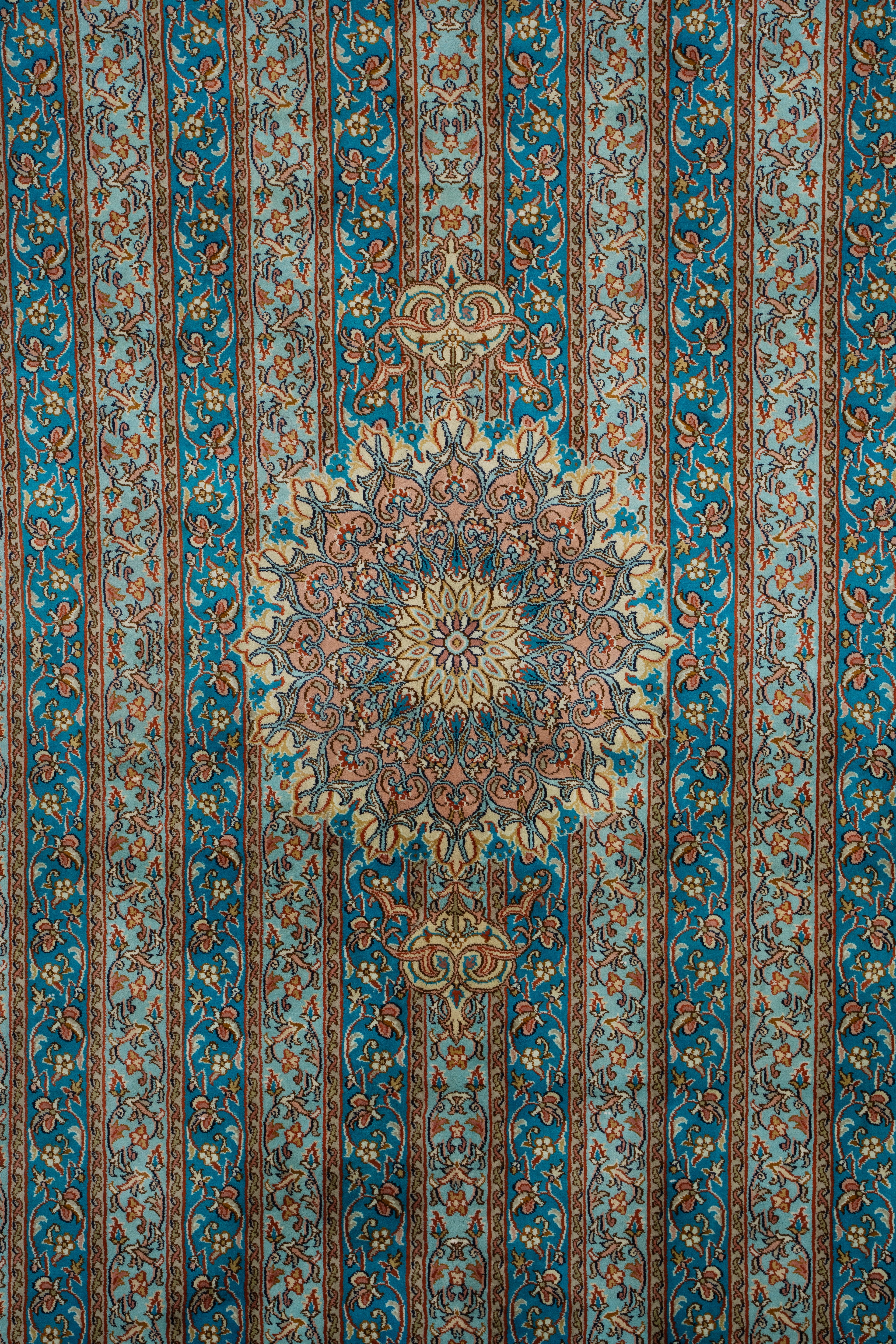 Handmade Turqoise Kashmir Silk Carpet