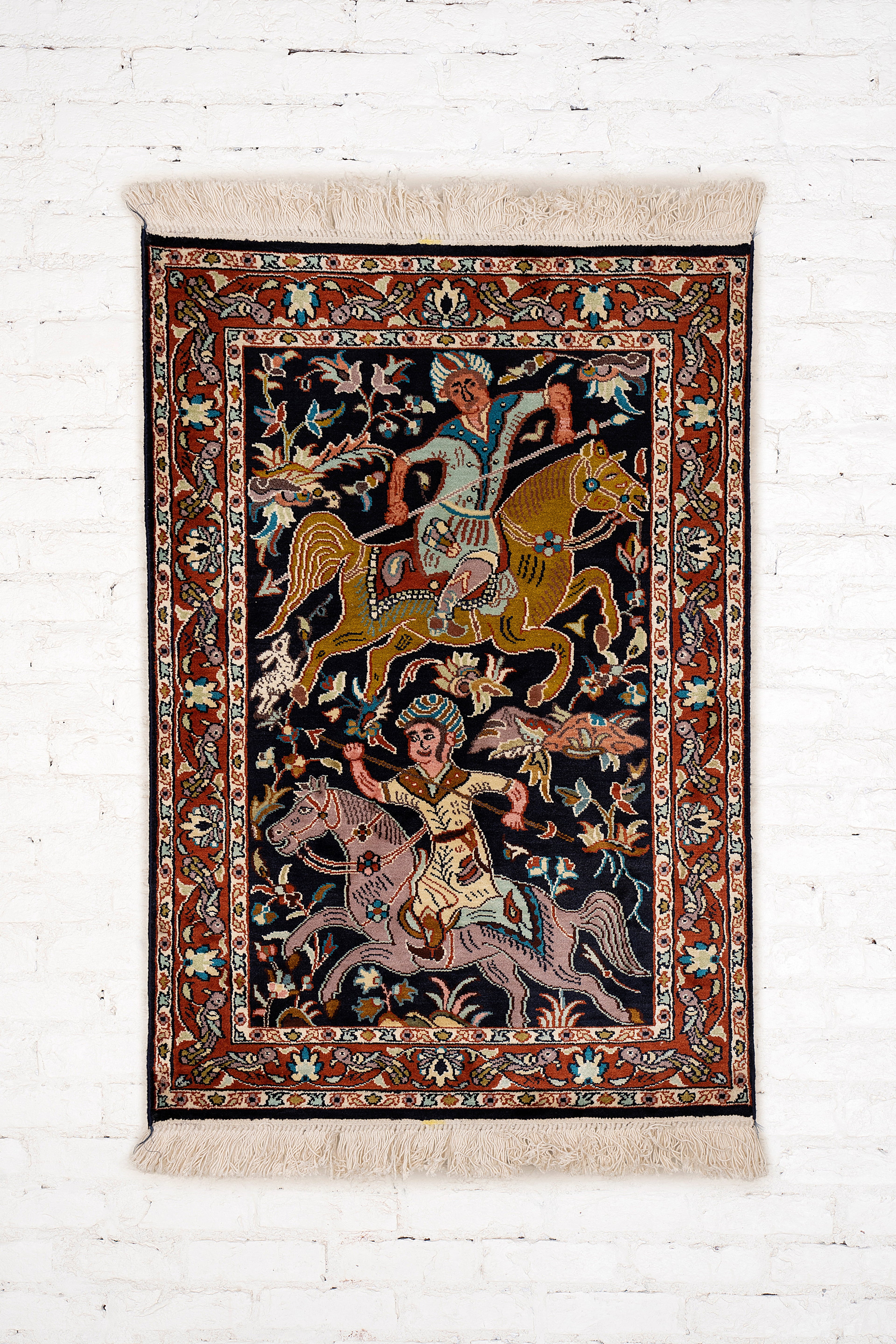Shikargah Kashmir SIlk Carpet 2x3 Feet.