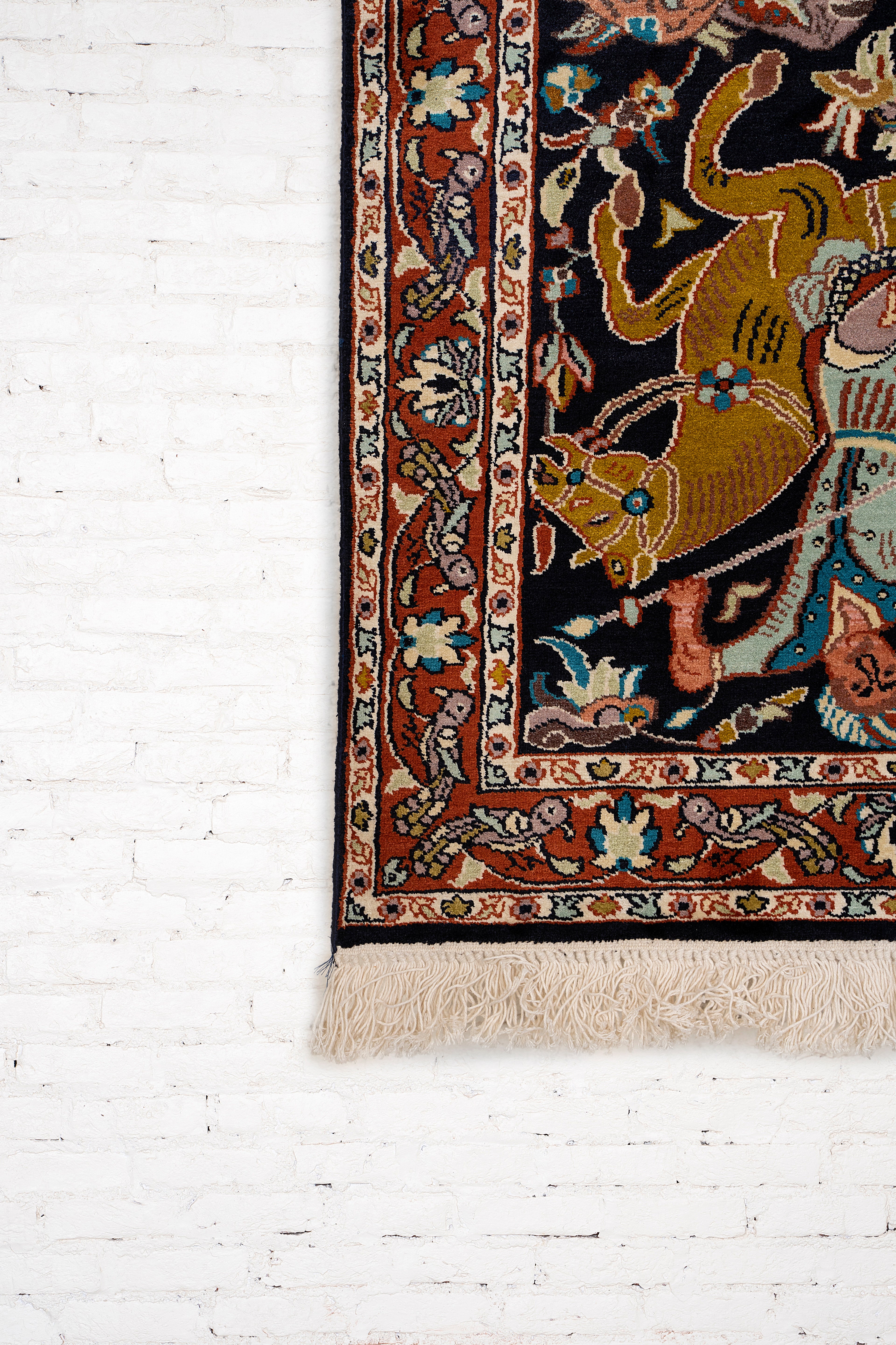 Shikargah Kashmir SIlk Carpet 2x3 Feet.