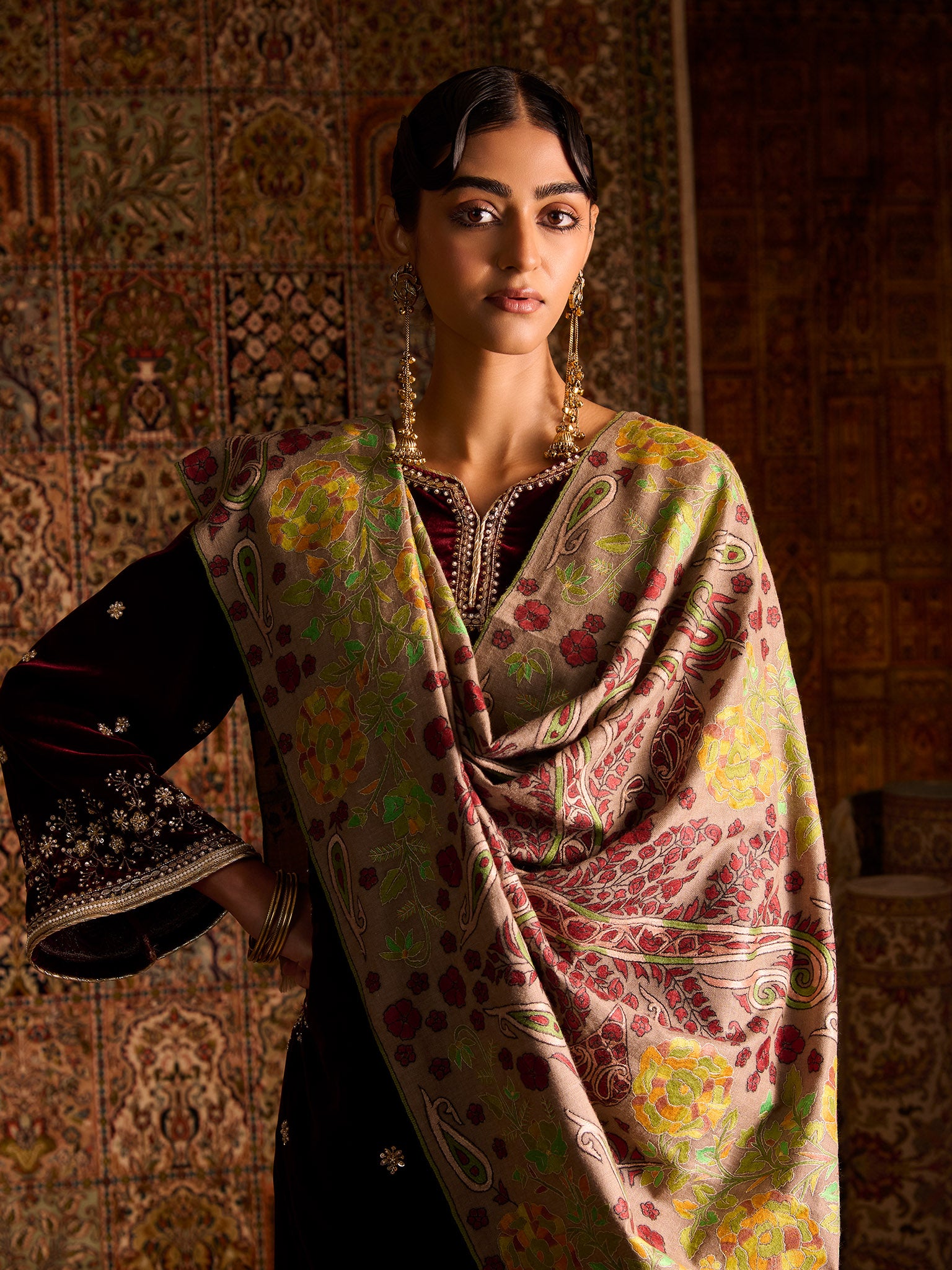 Neem Jamawar Natural Pure Pashmina Shawl