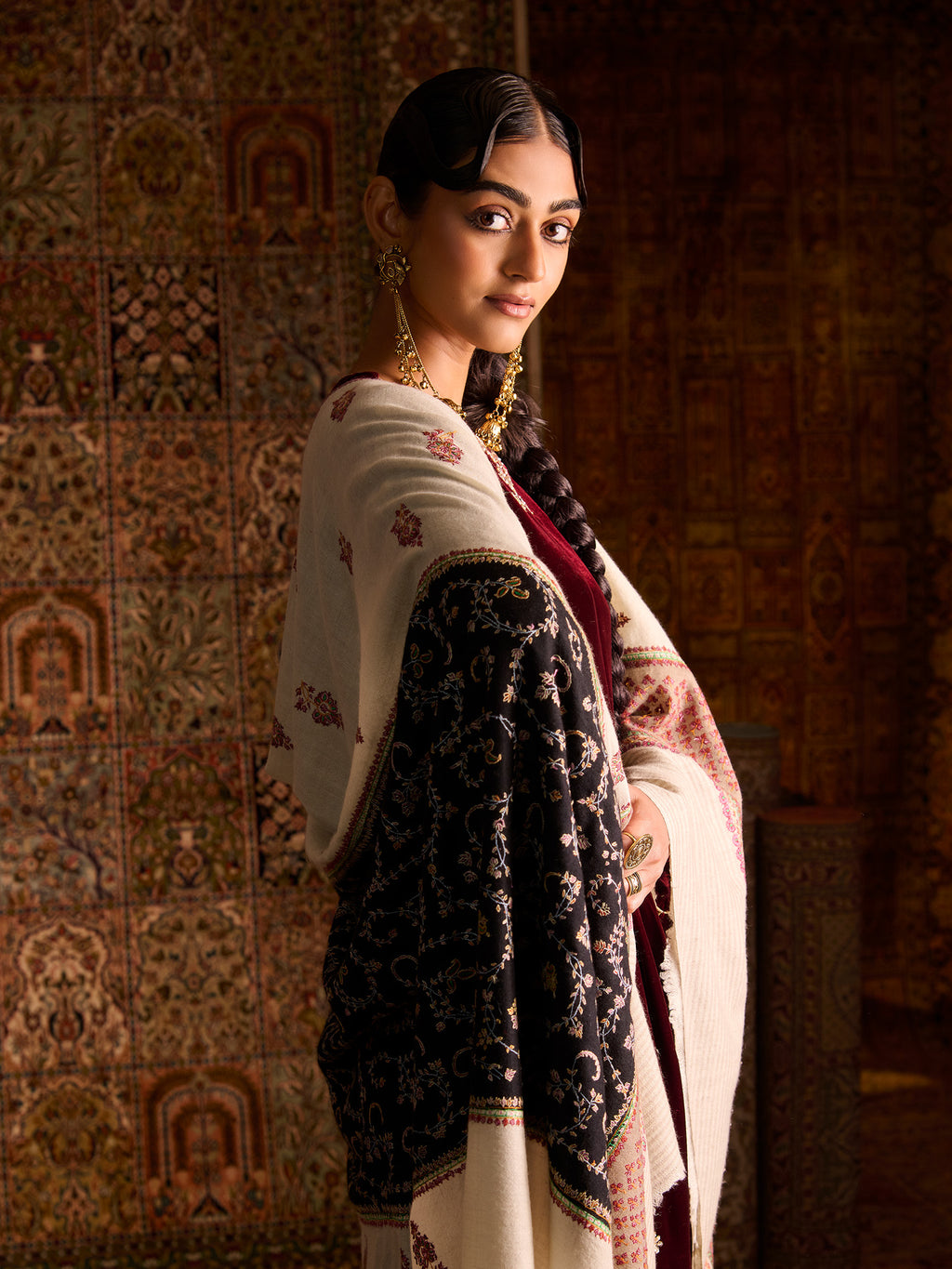Heavy Jaali White Pure Pashmina Shawl