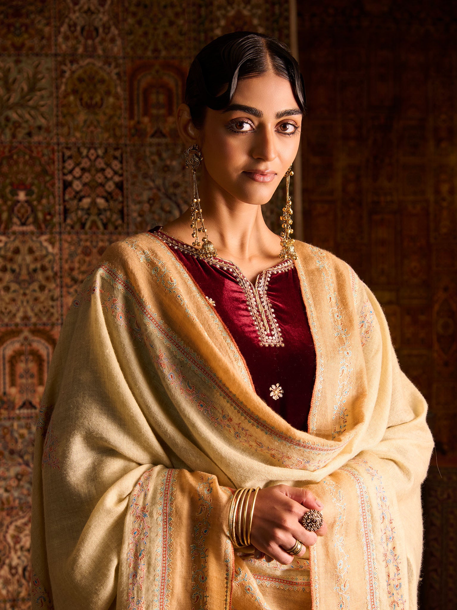 Handwoven Pure Pashmina Sozni Palladar Shawl