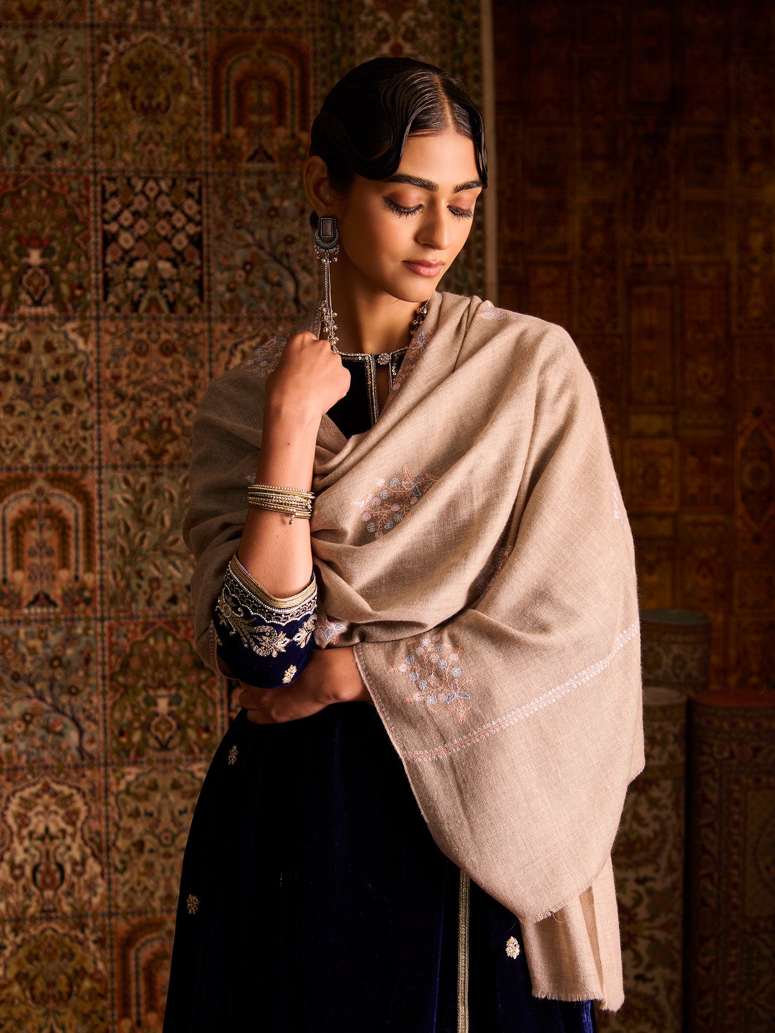 Handwoven Pure Pashmina Natural Sozni Bootidar Stole