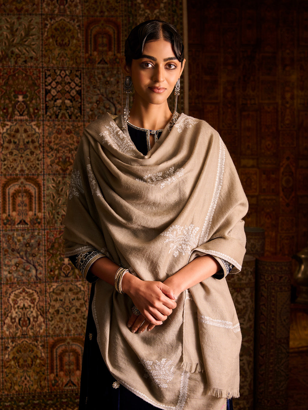 Handwoven Pure Pashmina Natural Sozni Bootidar Shawl