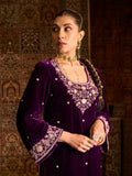 Rayaleen Purple Velvet Suit Set