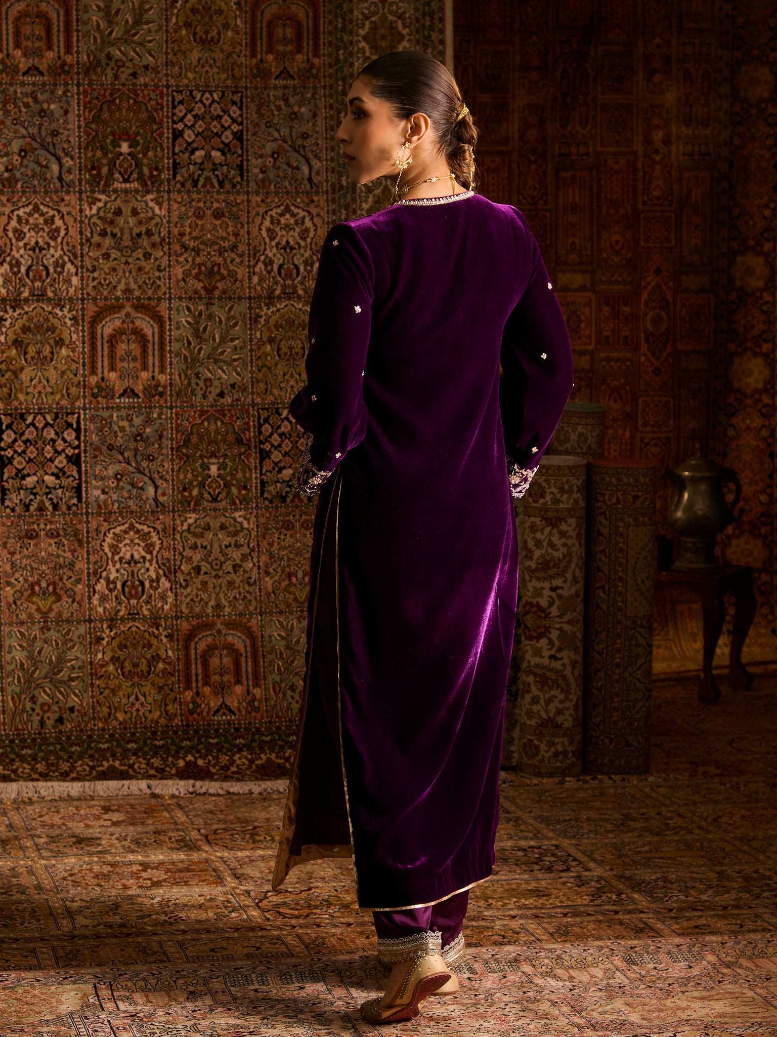Rayaleen Purple Velvet Suit Set