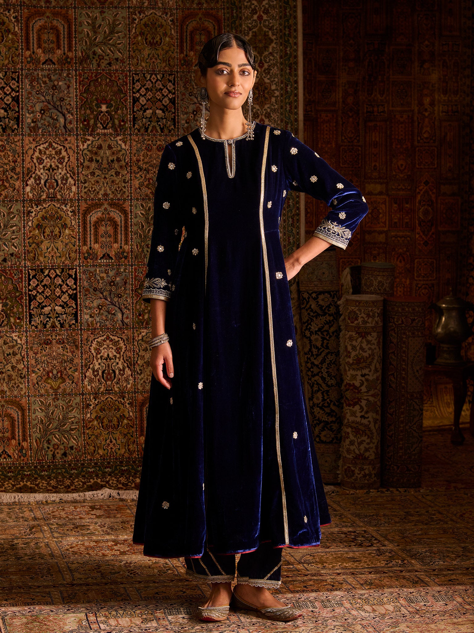 Neelzaar Royal Blue Velvet Suit Set