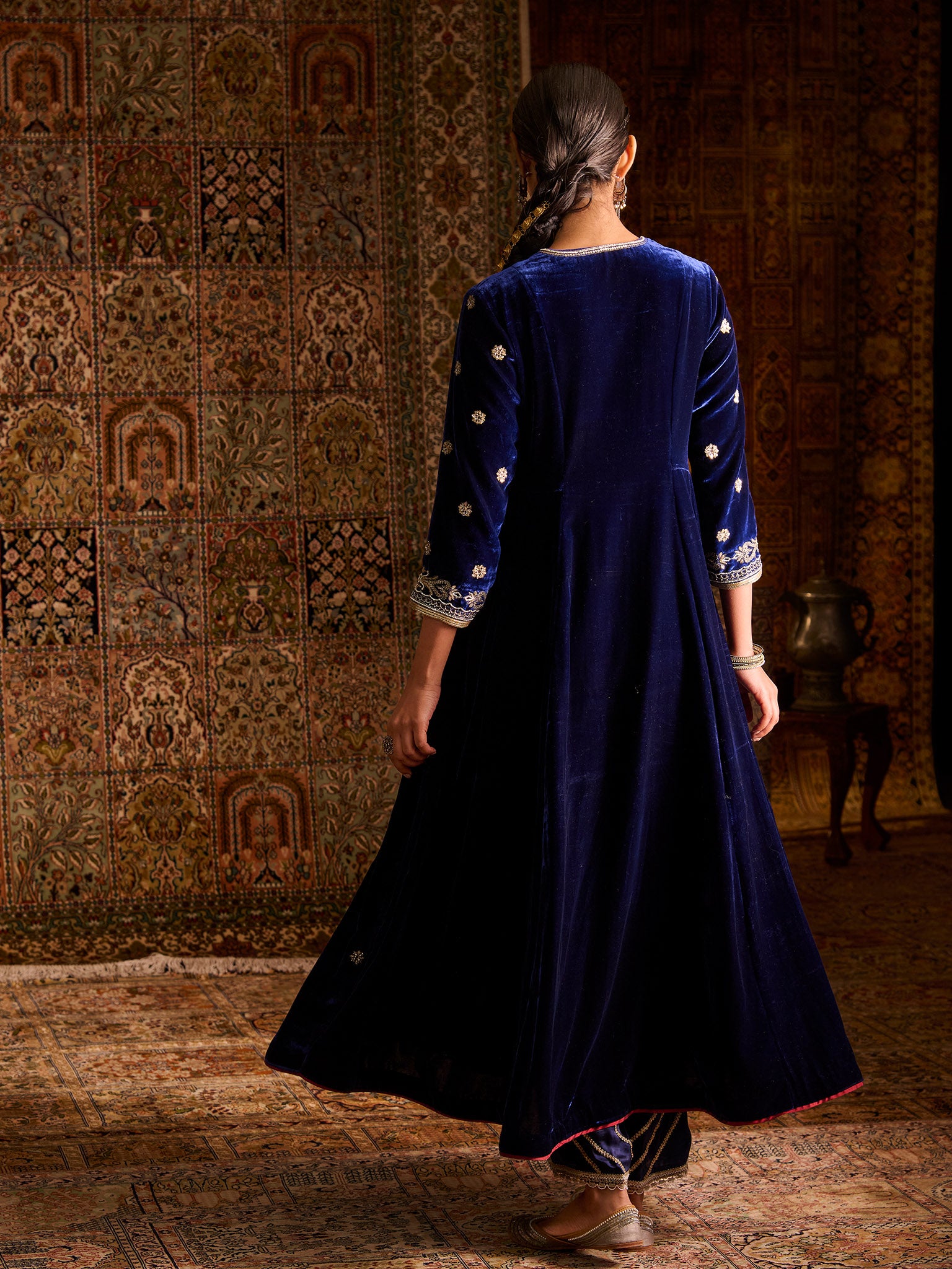 Neelzaar Royal Blue Velvet Suit Set
