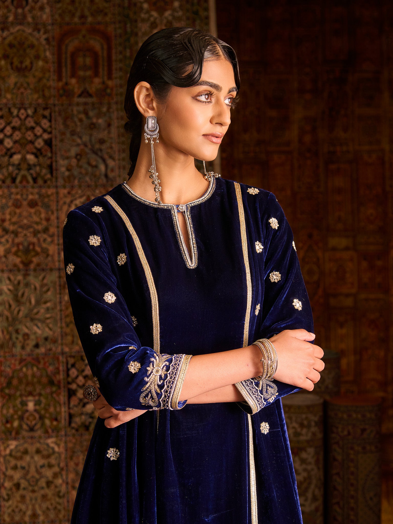Neelzaar Royal Blue Velvet Suit Set