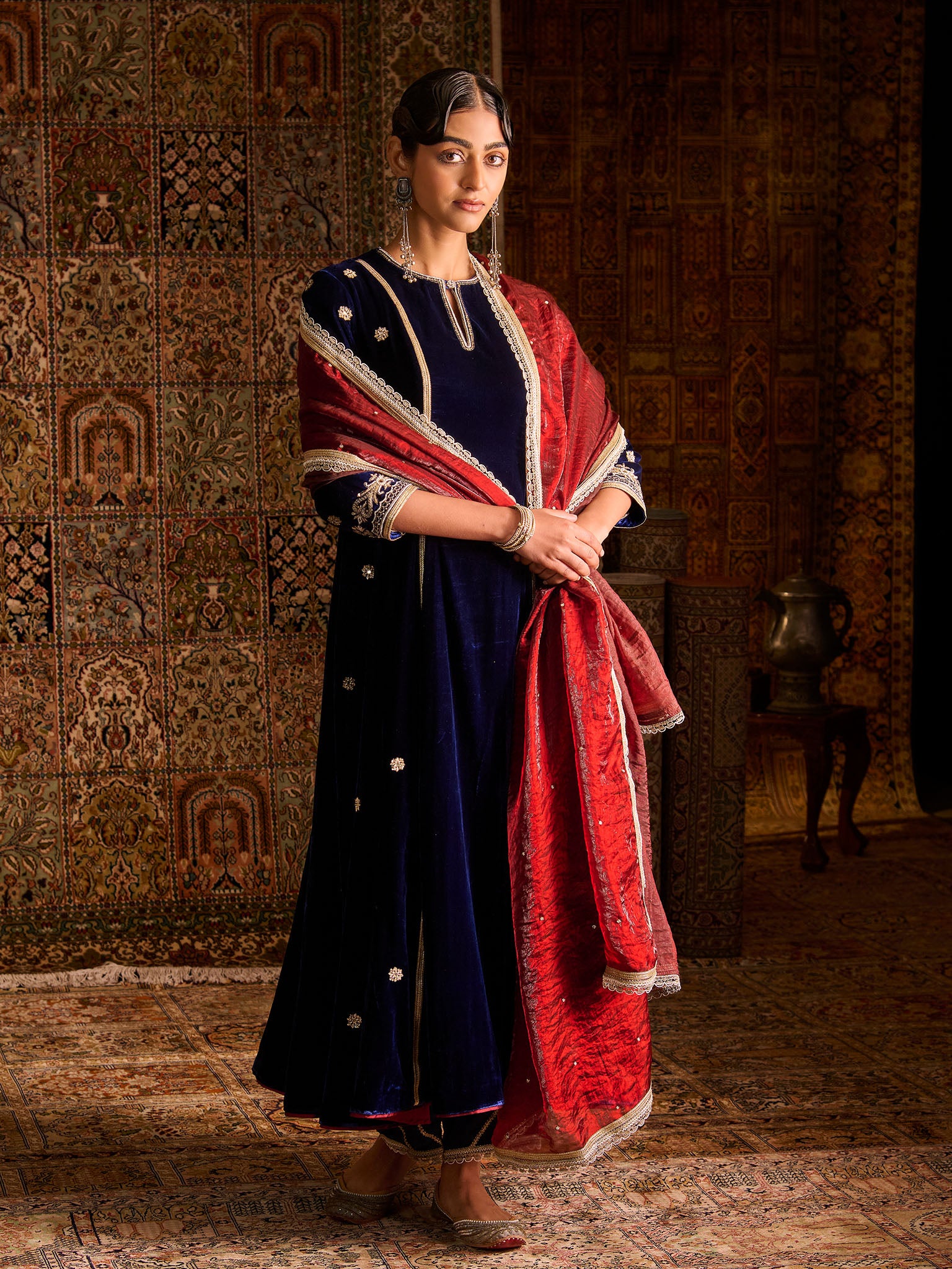 Neelzaar Royal Blue Velvet Suit Set