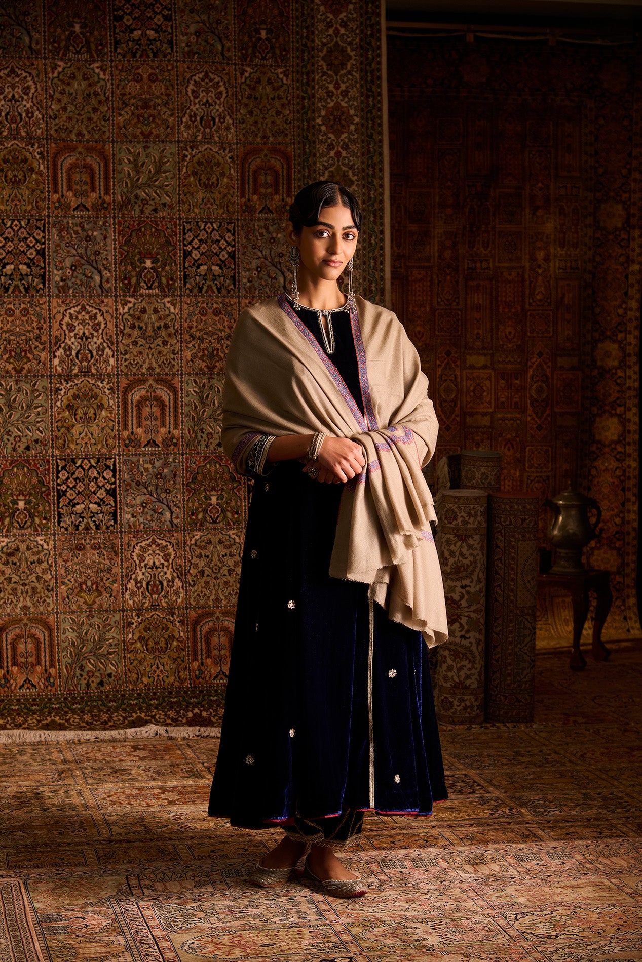 Handwoven Pure Pashmina Sozni Hashidaar Shawl
